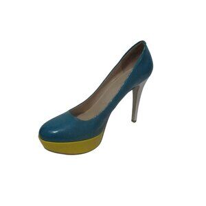 *Nine West Teal Yellow White Patent Pumps 'GIVEMEO' - 8M
